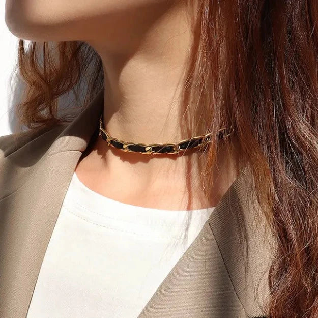 Gilded Leather choker